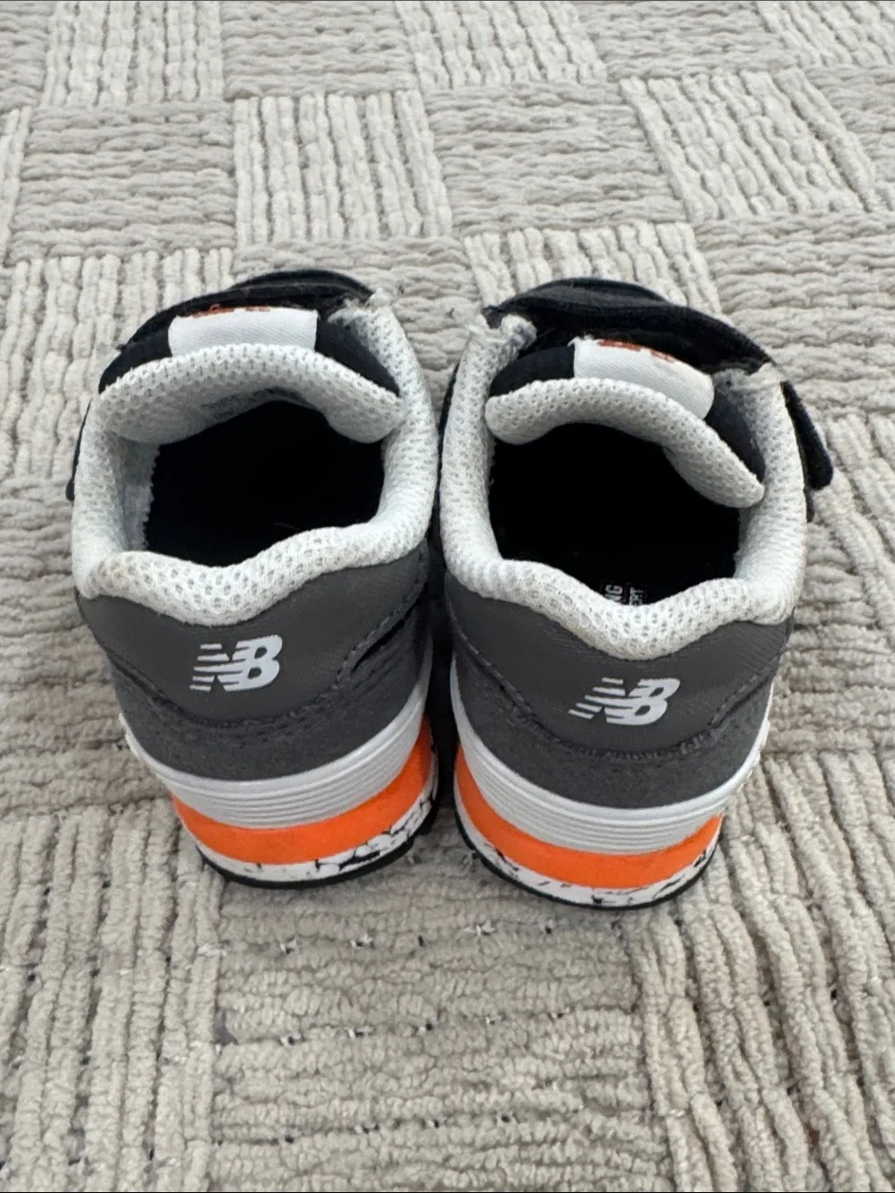 New Balance Toddler Black and Orange Velcro Sneakers